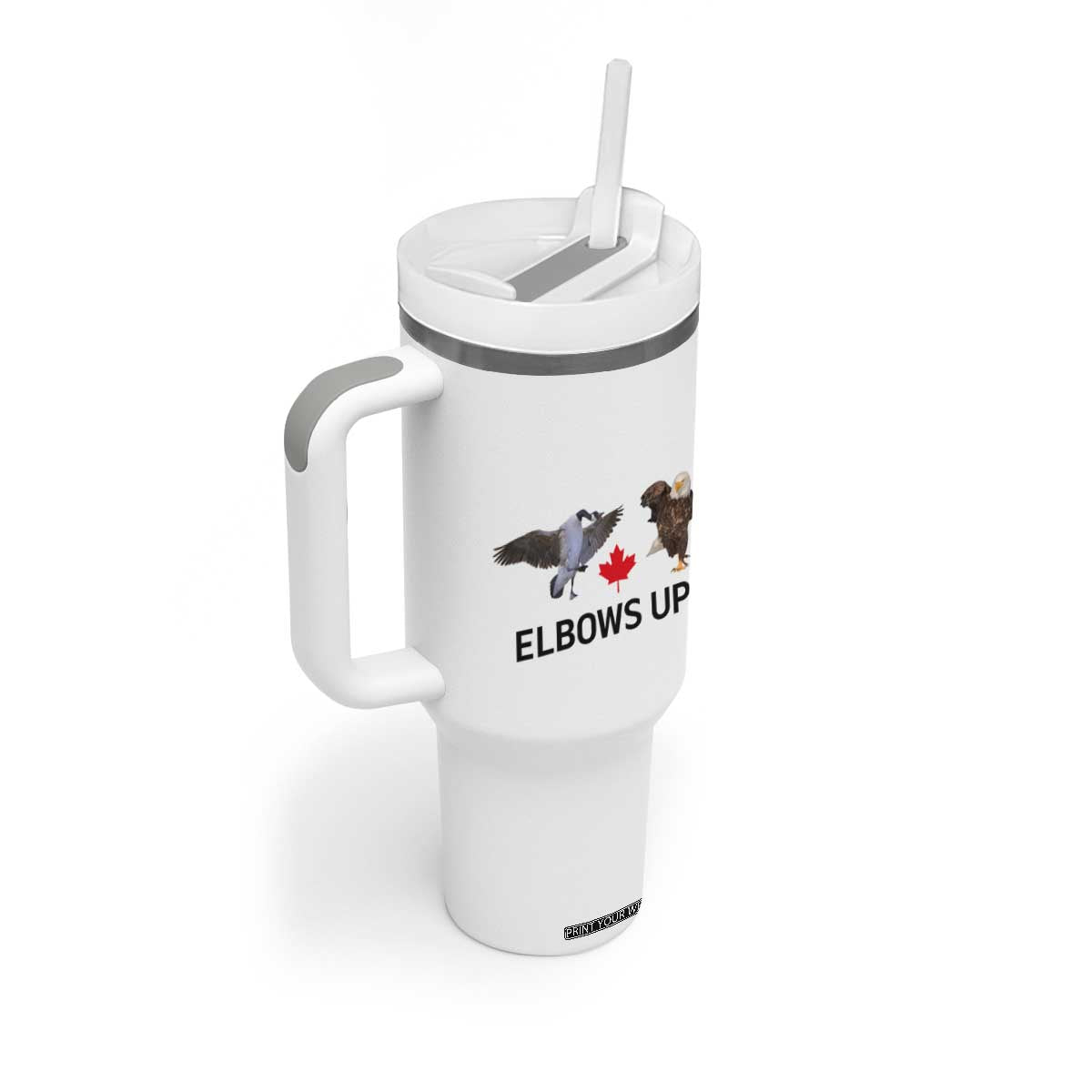 Elbows Up Tumbler With Handle Canada Goose Vs Eagle Maple Leaf TS02 Print Your Wear