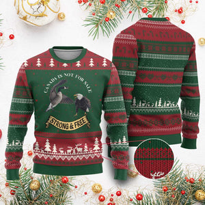 Elbows Up Ugly Christmas Sweater Canada Is Not For Sale Goose Vs Eagle TS02 Red Green Print Your Wear