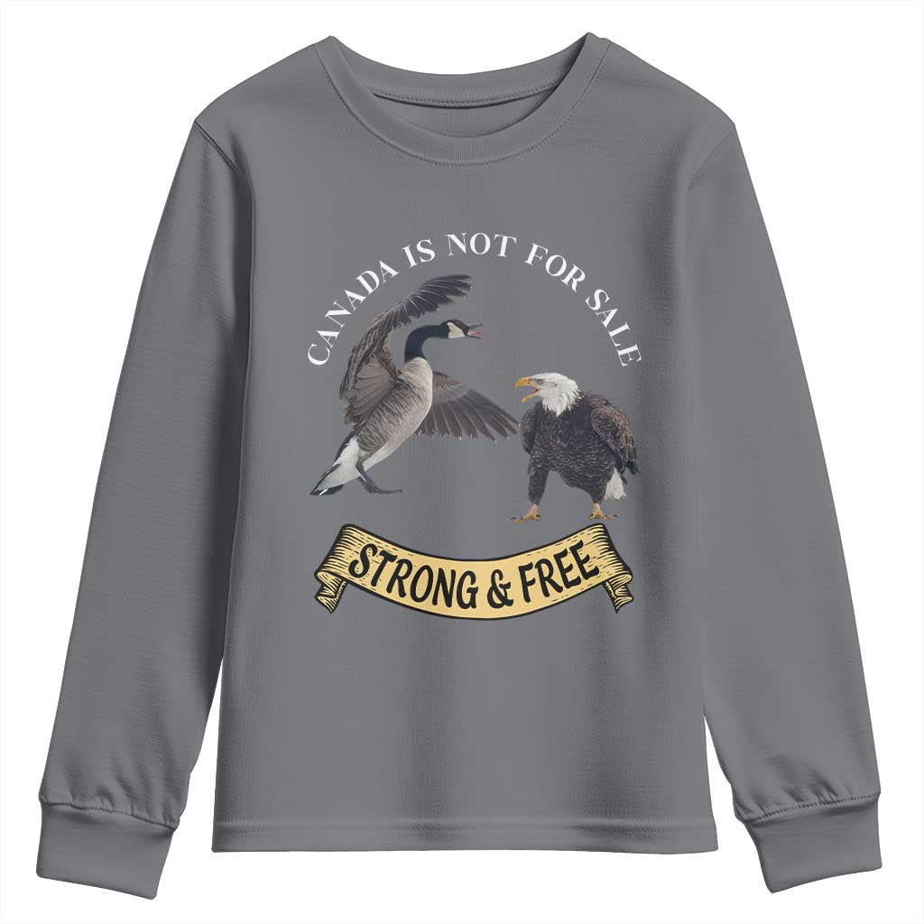 Elbows Up Youth Sweatshirt Canada Is Not For Sale Goose Vs Eagle TS02 Charcoal Print Your Wear