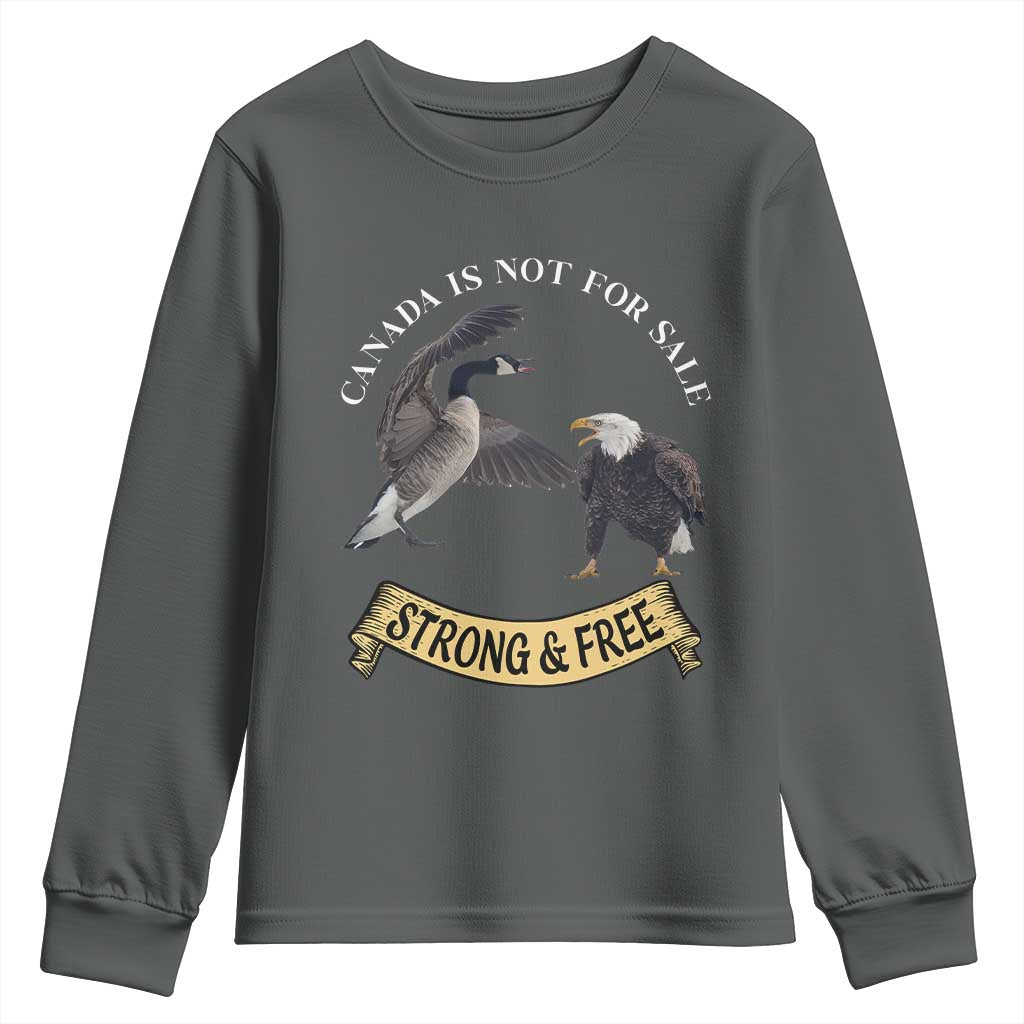 Elbows Up Youth Sweatshirt Canada Is Not For Sale Goose Vs Eagle TS02 Dark Heather Print Your Wear