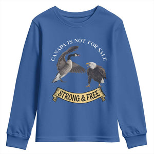 Elbows Up Youth Sweatshirt Canada Is Not For Sale Goose Vs Eagle TS02 Royal Blue Print Your Wear