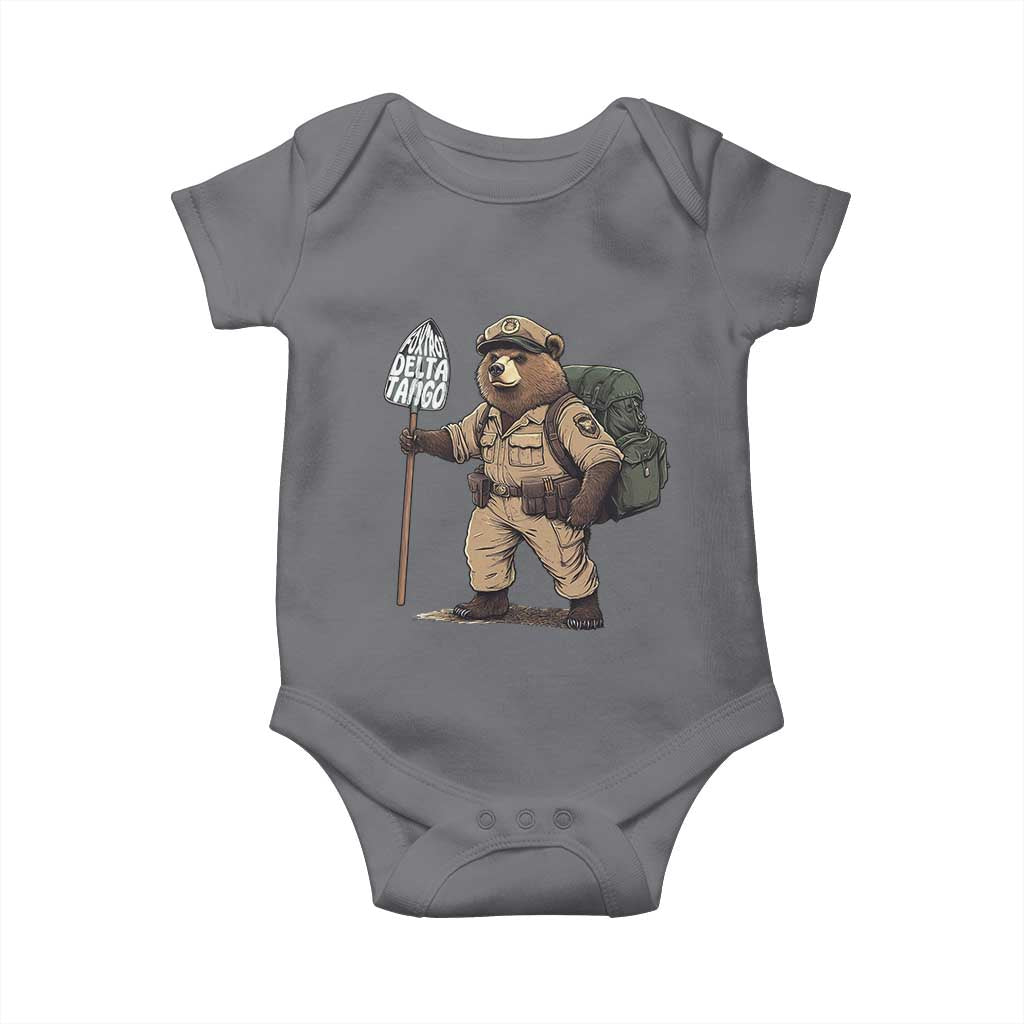 Foxtrot Delta Tango Resist Bear Baby Onesie TS02 Charcoal Print Your Wear
