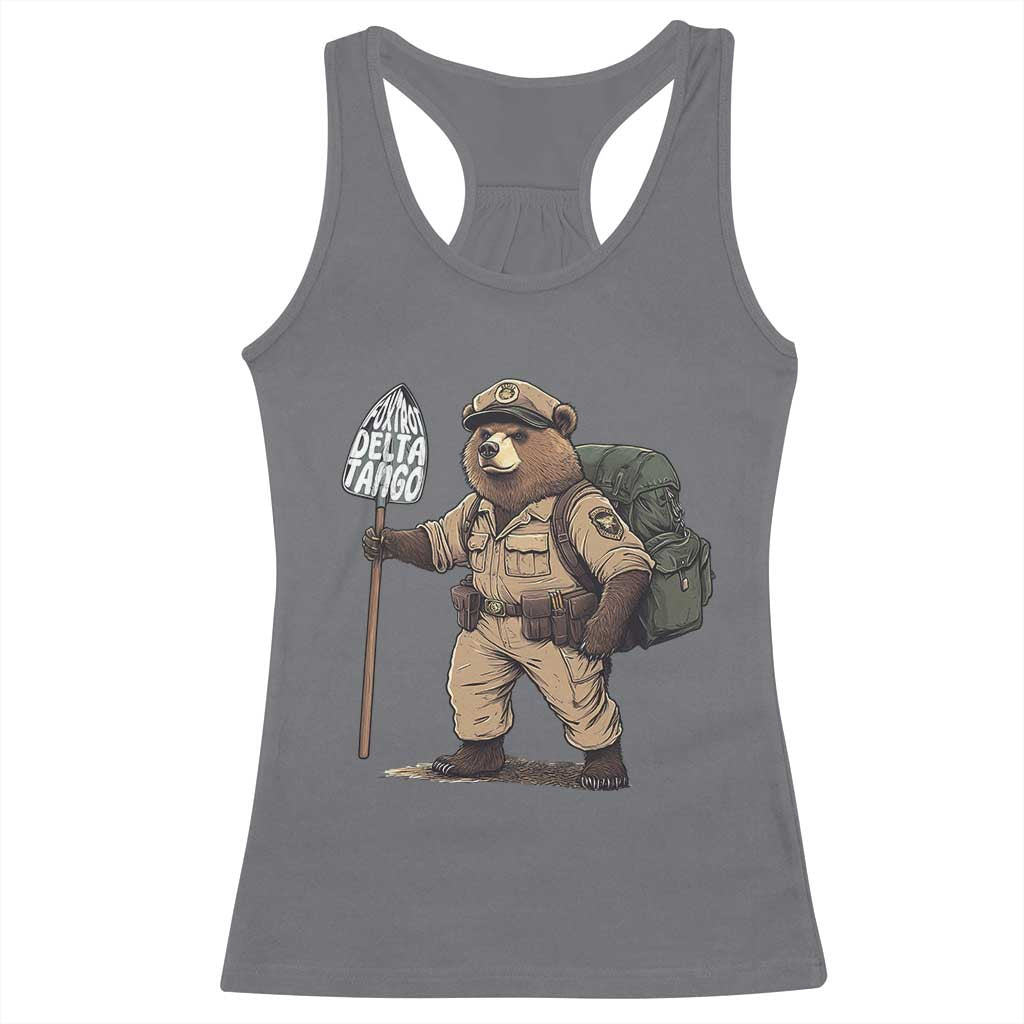 Foxtrot Delta Tango Resist Bear Racerback Tank Top TS02 Charcoal Print Your Wear