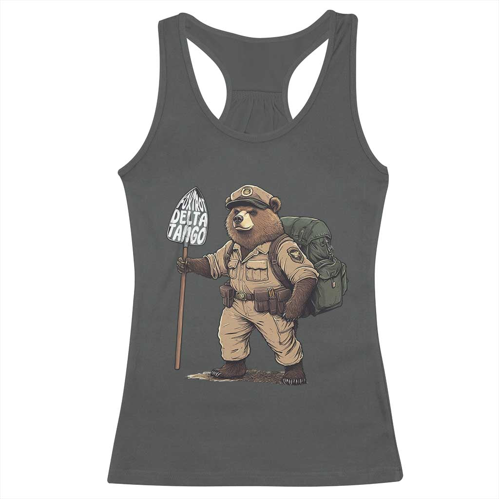 Foxtrot Delta Tango Resist Bear Racerback Tank Top TS02 Dark Heather Print Your Wear