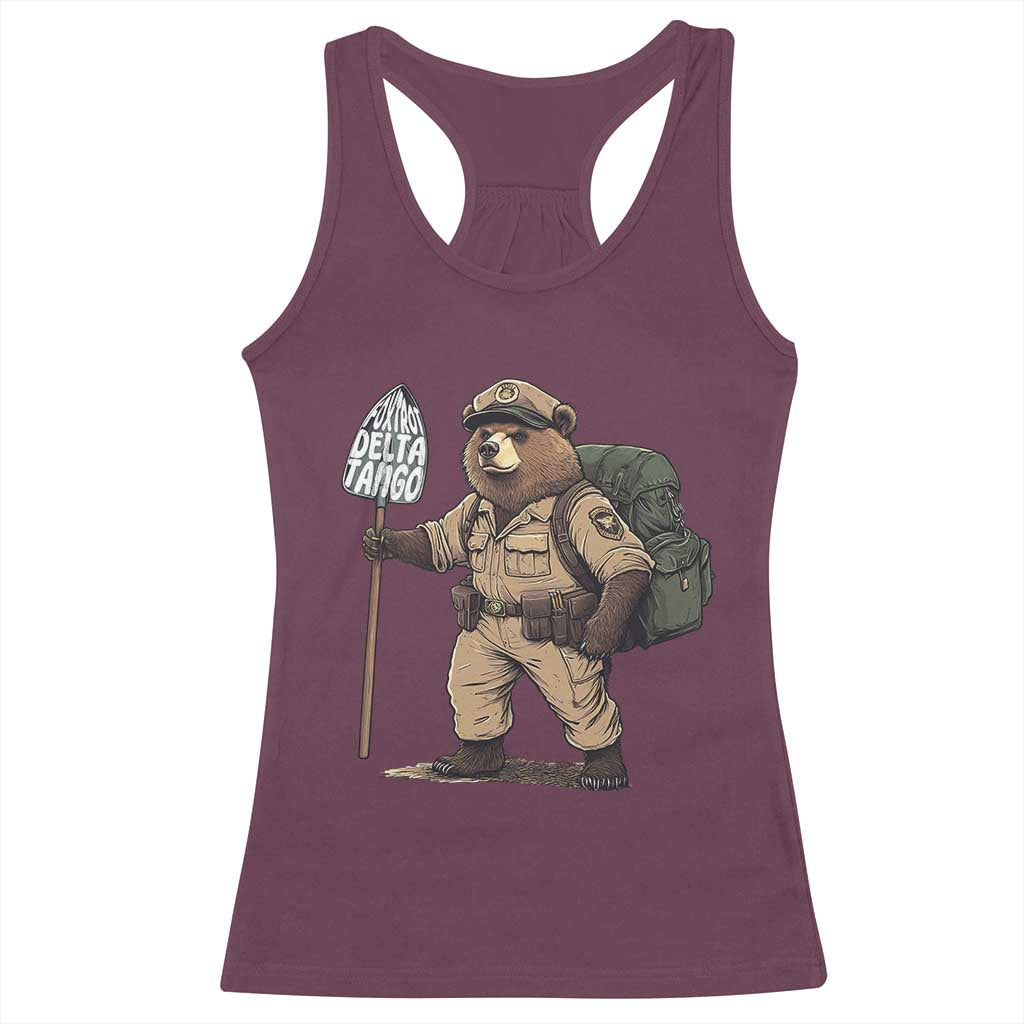 Foxtrot Delta Tango Resist Bear Racerback Tank Top TS02 Maroon Print Your Wear