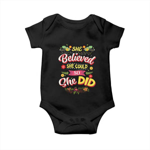 She Believed She Could So She Did Baby Onesie TS02 Black Print Your Wear