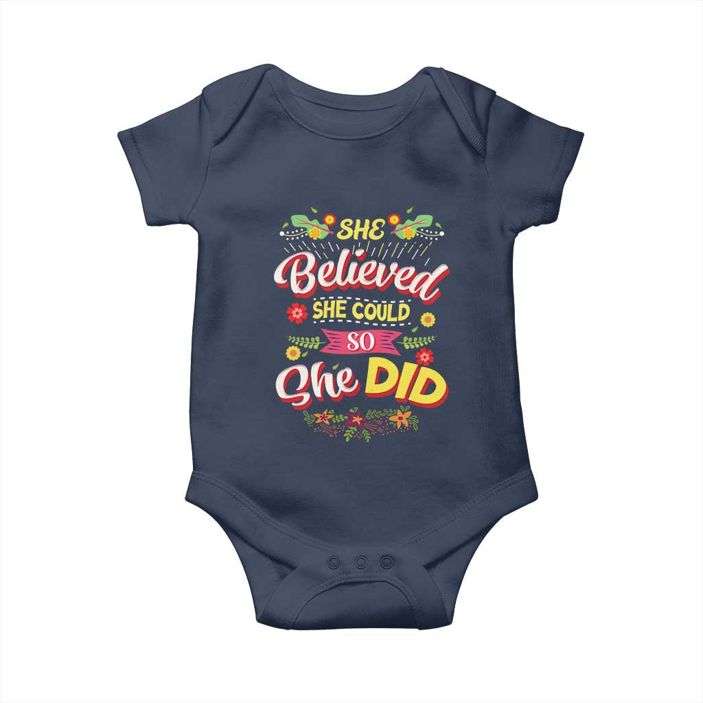 She Believed She Could So She Did Baby Onesie TS02 Navy Print Your Wear