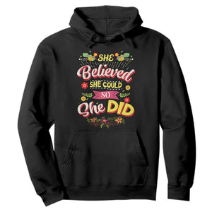 She Believed She Could So She Did Hoodie TS02 Black Print Your Wear