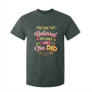She Believed She Could So She Did T Shirt For Kid TS02 Dark Forest Green Print Your Wear