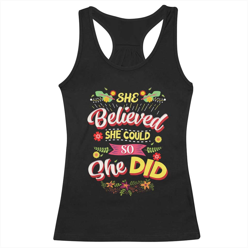 She Believed She Could So She Did Racerback Tank Top TS02 Black Print Your Wear