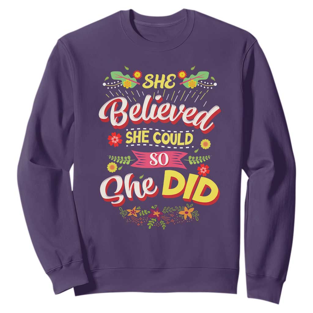 She Believed She Could So She Did Sweatshirt TS02 Purple Print Your Wear