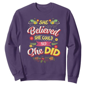 She Believed She Could So She Did Sweatshirt TS02 Purple Print Your Wear