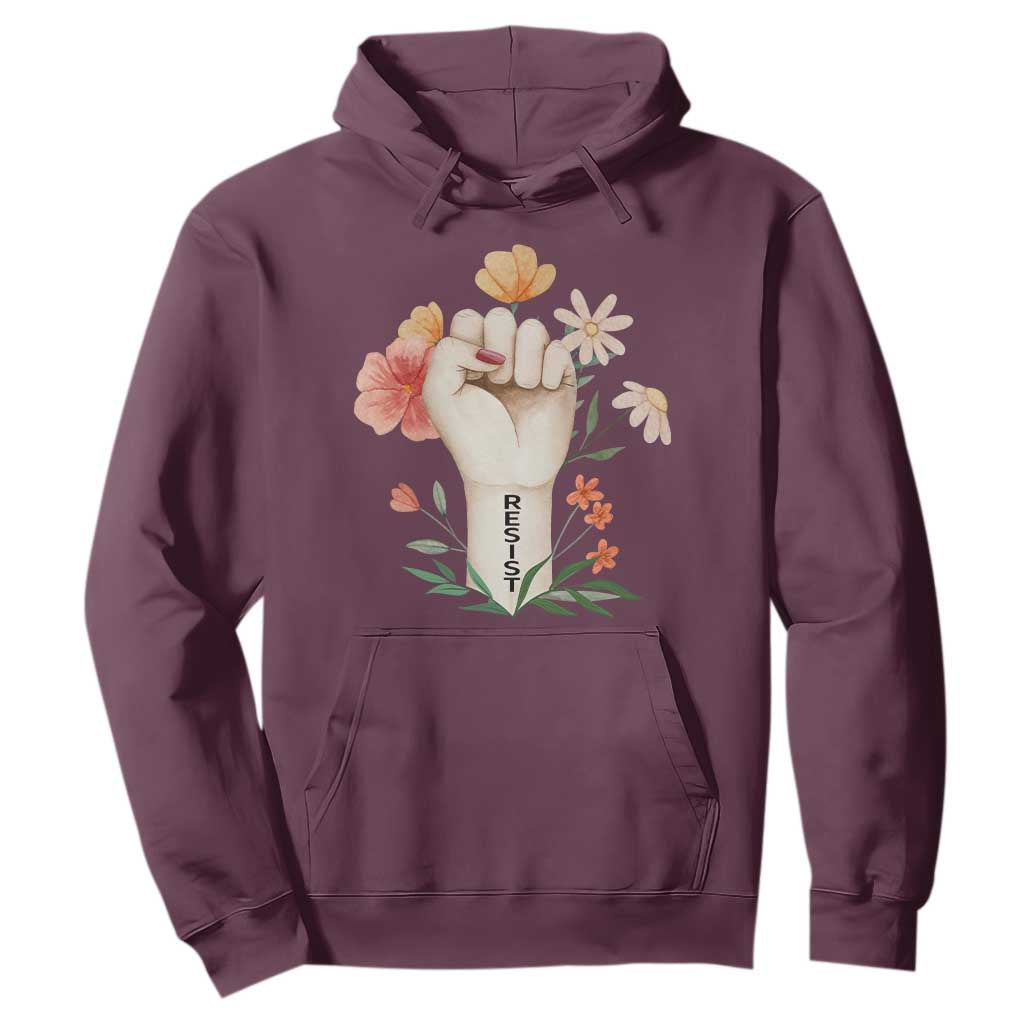 Empowered Women Hoodie Resist Raised Fist Retro Boho TS02 Maroon Print Your Wear