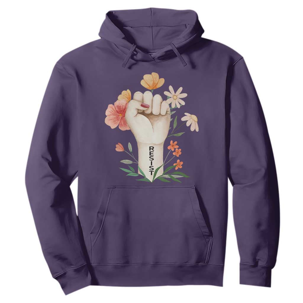 Empowered Women Hoodie Resist Raised Fist Retro Boho TS02 Purple Print Your Wear