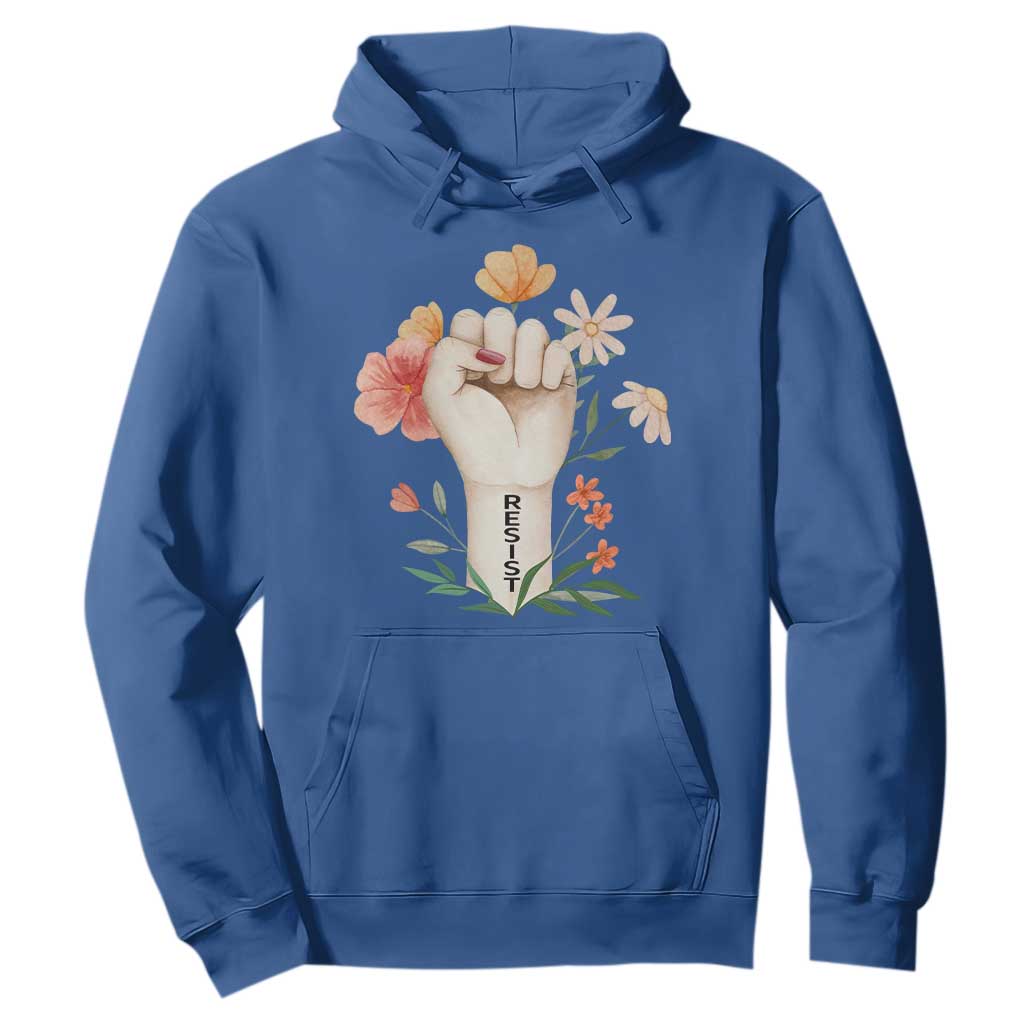 Empowered Women Hoodie Resist Raised Fist Retro Boho TS02 Royal Blue Print Your Wear