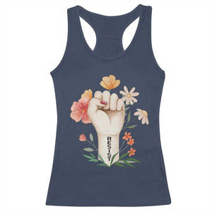 Empowered Women Racerback Tank Top Resist Raised Fist Retro Boho TS02 Navy Print Your Wear