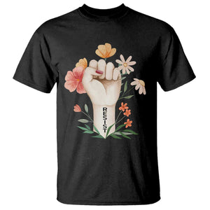 Empowered Women T Shirt Resist Raised Fist Retro Boho TS02 Black Print Your Wear