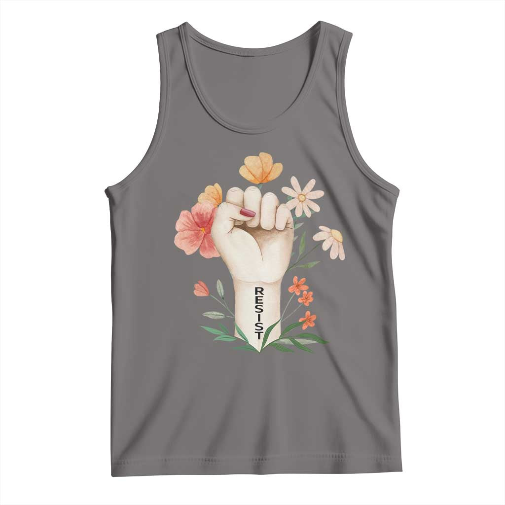 Empowered Women Tank Top Resist Raised Fist Retro Boho TS02 Deep Heather Print Your Wear