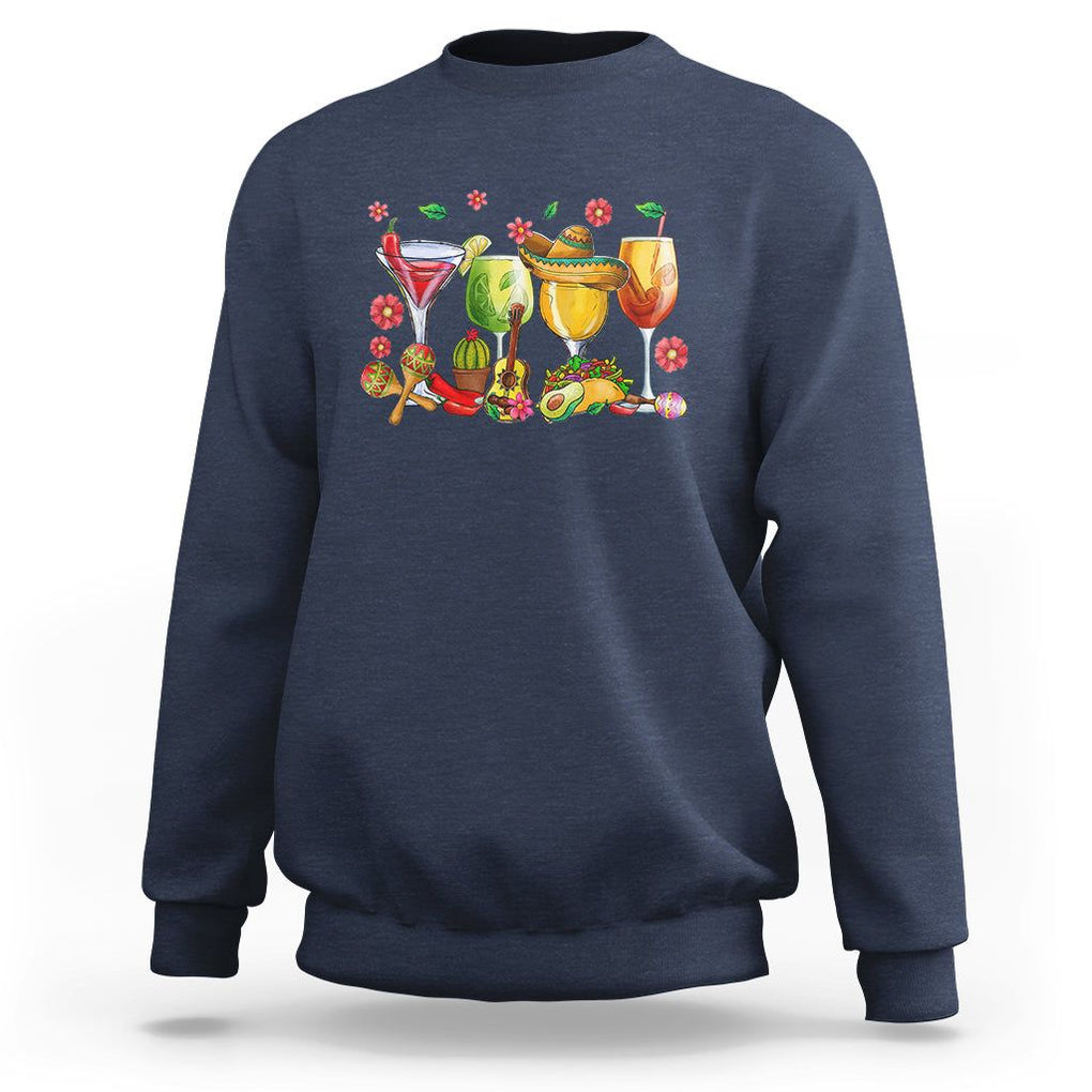 Funny Cinco De Mayo Sweatshirt Cinco De Mayo Mexico Wine Tequila Mexican Fiesta Party TS02 Navy Printyourwear