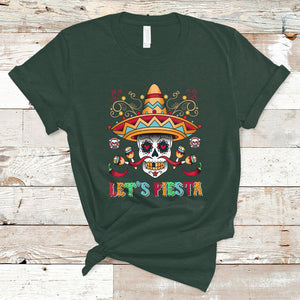 Funny Cinco De Mayo T Shirt Cinco De Mayo Let's Fiesta Mexican Sugar Skull Mexican Party TS02 Dark Forest Green Printyourwear