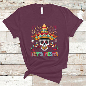 Funny Cinco De Mayo T Shirt Cinco De Mayo Let's Fiesta Mexican Sugar Skull Mexican Party TS02 Maroon Printyourwear