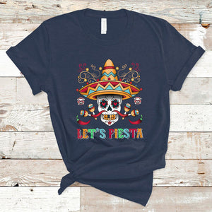 Funny Cinco De Mayo T Shirt Cinco De Mayo Let's Fiesta Mexican Sugar Skull Mexican Party TS02 Navy Printyourwear