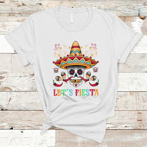 Funny Cinco De Mayo T Shirt Cinco De Mayo Let's Fiesta Mexican Sugar Skull Mexican Party TS02 White Printyourwear