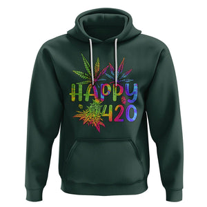 Happy 420 Hoodie Happy 420 Day Cannabis Weed Marijuana Leaf Lovers Men Women TS02 Dark Forest Green Printyourwear