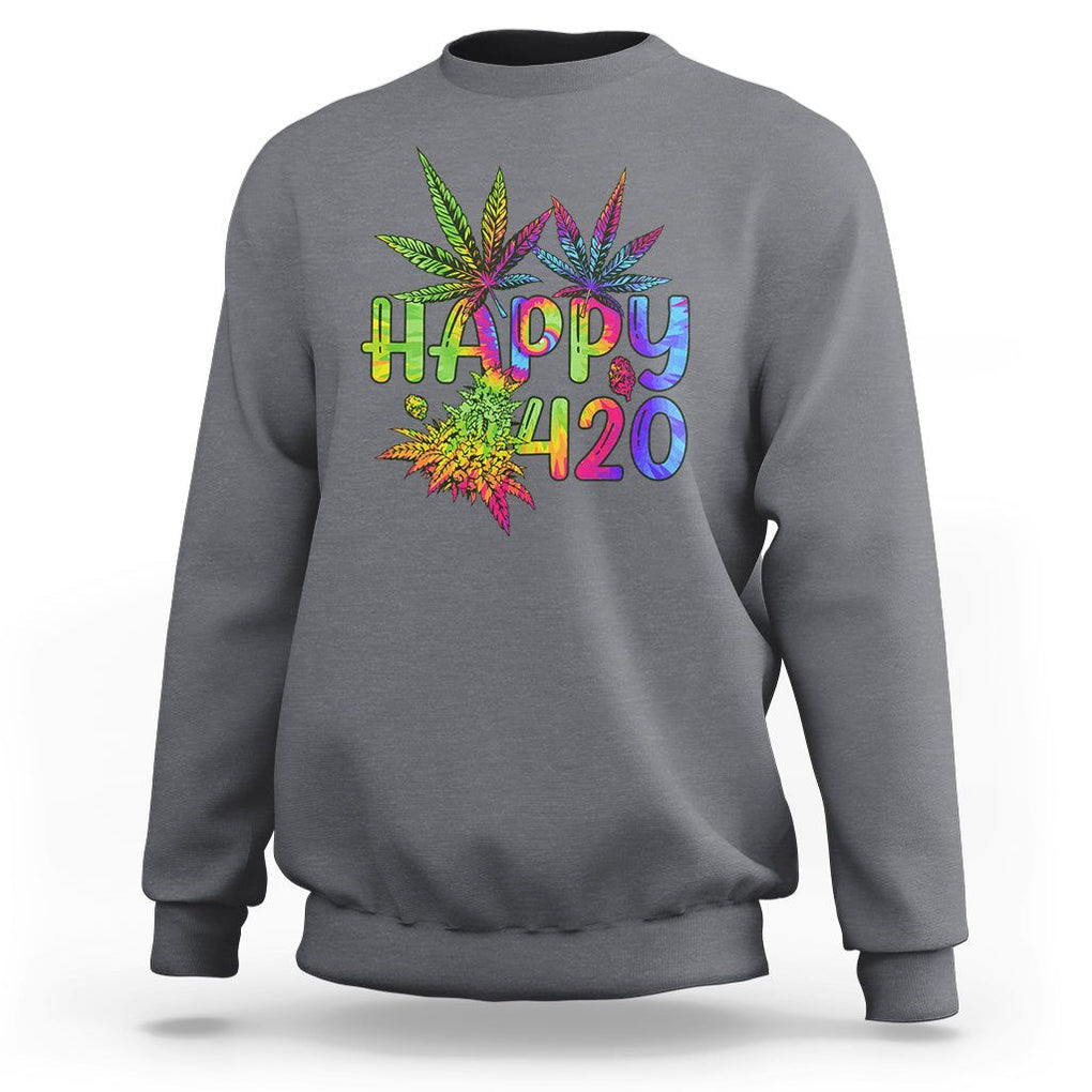 Happy 420 Sweatshirt Happy 420 Day Cannabis Weed Marijuana Leaf Lovers Men Women TS02 Charcoal Printyourwear