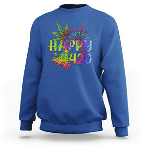 Happy 420 Sweatshirt Happy 420 Day Cannabis Weed Marijuana Leaf Lovers Men Women TS02 Royal Blue Printyourwear