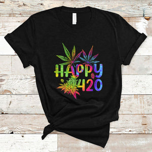 Happy 420 T Shirt Happy 420 Day Cannabis Weed Marijuana Leaf Lovers Men Women TS02 Black Printyourwear