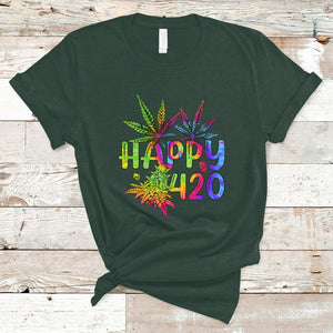 Happy 420 T Shirt Happy 420 Day Cannabis Weed Marijuana Leaf Lovers Men Women TS02 Dark Forest Green Printyourwear