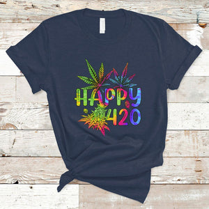 Happy 420 T Shirt Happy 420 Day Cannabis Weed Marijuana Leaf Lovers Men Women TS02 Navy Printyourwear