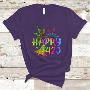 Happy 420 T Shirt Happy 420 Day Cannabis Weed Marijuana Leaf Lovers Men Women TS02 Purple Printyourwear