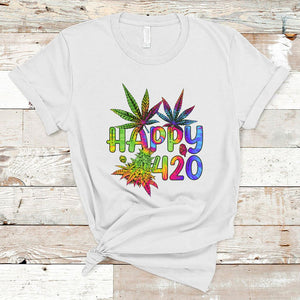 Happy 420 T Shirt Happy 420 Day Cannabis Weed Marijuana Leaf Lovers Men Women TS02 White Printyourwear