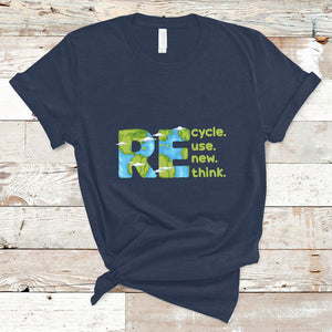 Earth Day T Shirt Recycle Reuse Renew Rethink Outfit For Earth Day 2023 TS02 Navy Printyourwear