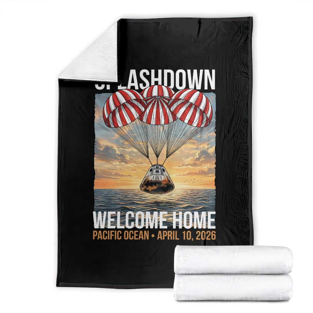 2026 Lunar Mission Splashdown Welcome Home Throw Blanket Pacific Ocean April 10 Vintage Capsule Recovery Graphic TS02 Black Print Your Wear