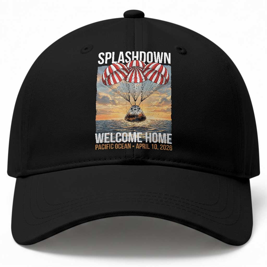 2026 Lunar Mission Splashdown Welcome Home Baseball Cap Pacific Ocean April 10 Vintage Capsule Recovery Graphic TS02 Print Your Wear