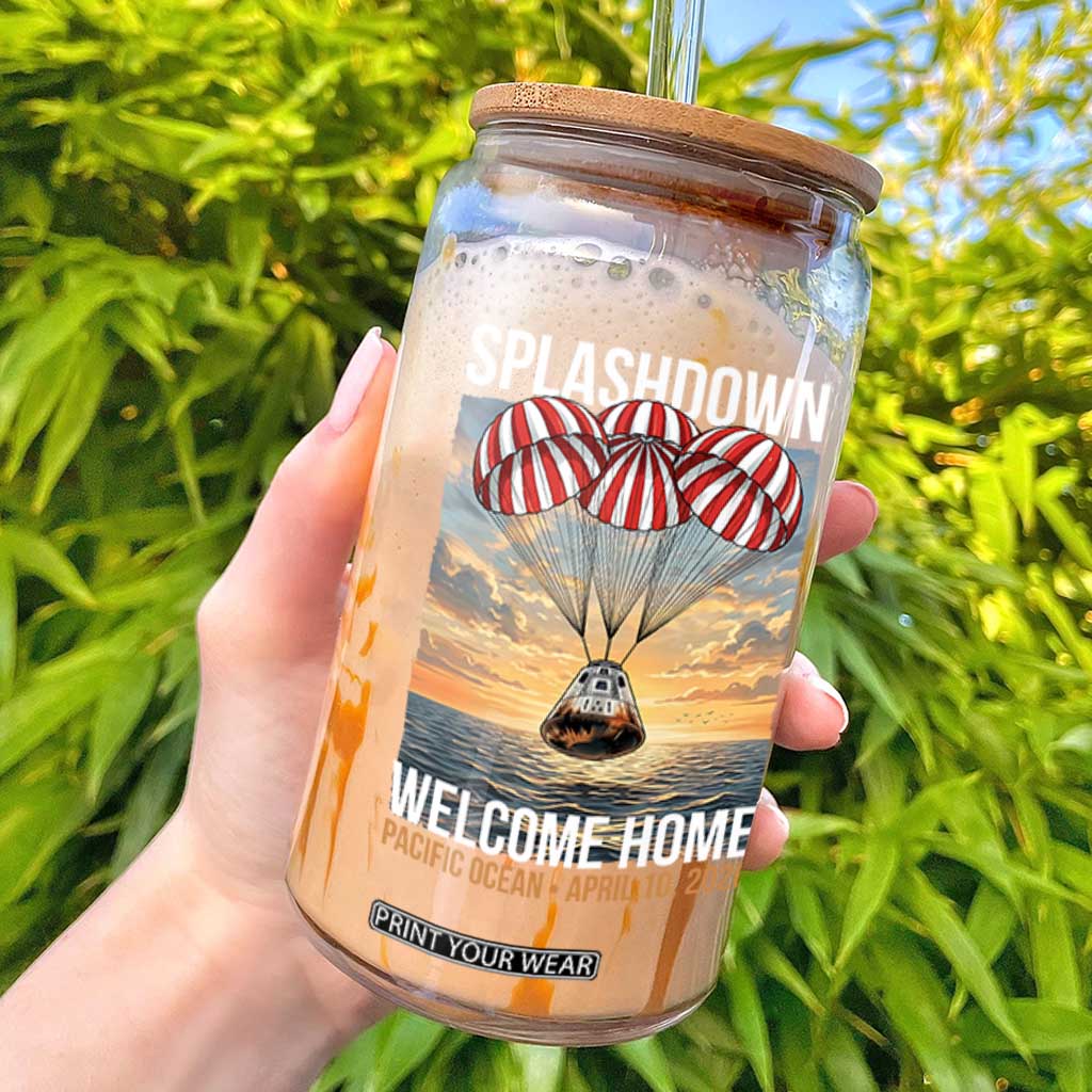 2026 Lunar Mission Splashdown Welcome Home Glass Can Pacific Ocean April 10 Vintage Capsule Recovery Graphic TS02 Black Print Your Wear