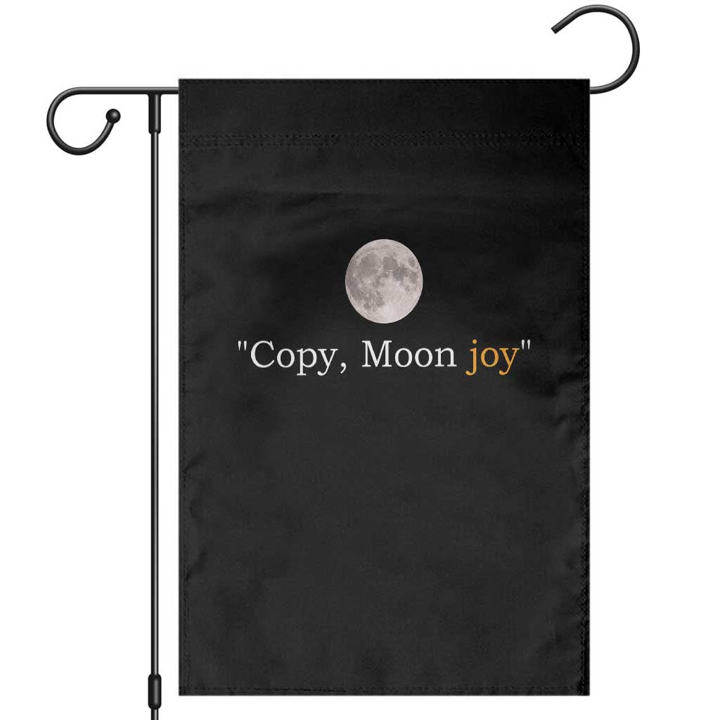 Copy Moon Joy Space Minimalist Garden Flag 2026 Lunar Mission Success TS02 Black Print Your Wear