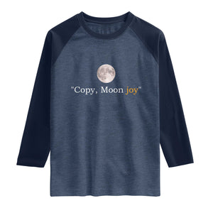Copy Moon Joy Space Minimalist Raglan Shirt 2026 Lunar Mission Success TS02 Heather Denim Navy Print Your Wear