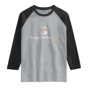 Copy Moon Joy Space Minimalist Raglan Shirt 2026 Lunar Mission Success TS02 Heather Gray Black Print Your Wear