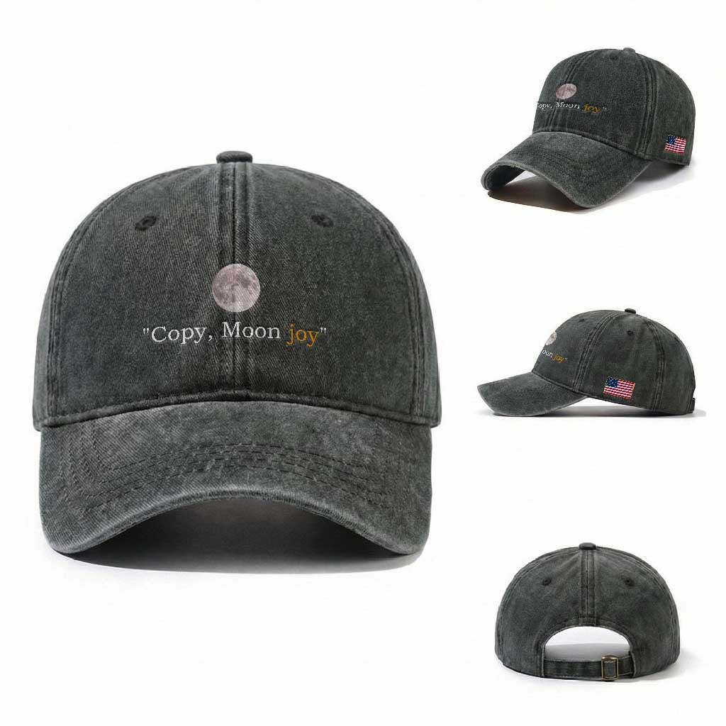 Copy Moon Joy Space Minimalist Washed Cotton Baseball Cap 2026 Lunar Mission Success TS02 Washed Cap Universal Fit Dark Green Print Your Wear