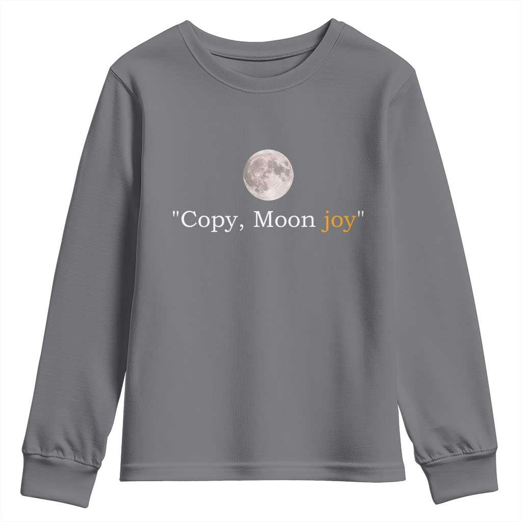 Copy Moon Joy Space Minimalist Youth Sweatshirt 2026 Lunar Mission Success TS02 Charcoal Print Your Wear