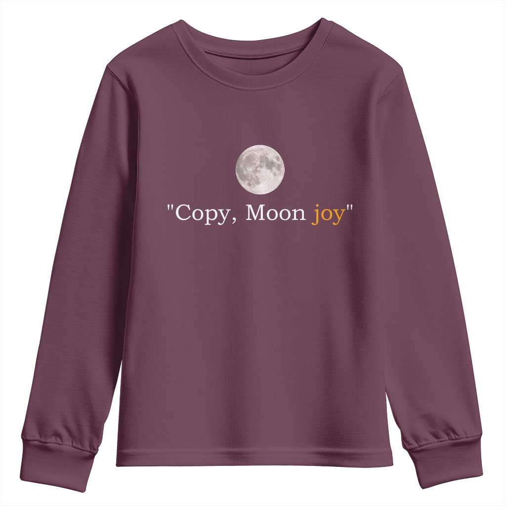 Copy Moon Joy Space Minimalist Youth Sweatshirt 2026 Lunar Mission Success TS02 Maroon Print Your Wear