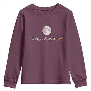 Copy Moon Joy Space Minimalist Youth Sweatshirt 2026 Lunar Mission Success TS02 Maroon Print Your Wear