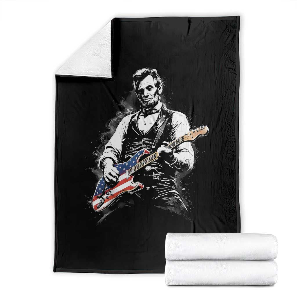 Rockin Abe Abraham Lincoln Playing Electric Guitar Throw Blanket Patriotic Music Rocker Mashup 4th of July Celebration TS02 Black Print Your Wear