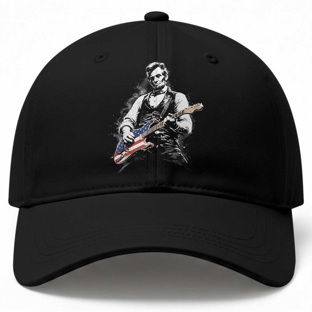 Rockin Abe Abraham Lincoln Playing Electric Guitar Baseball Cap Patriotic Music Rocker Mashup 4th of July Celebration TS02 Print Your Wear