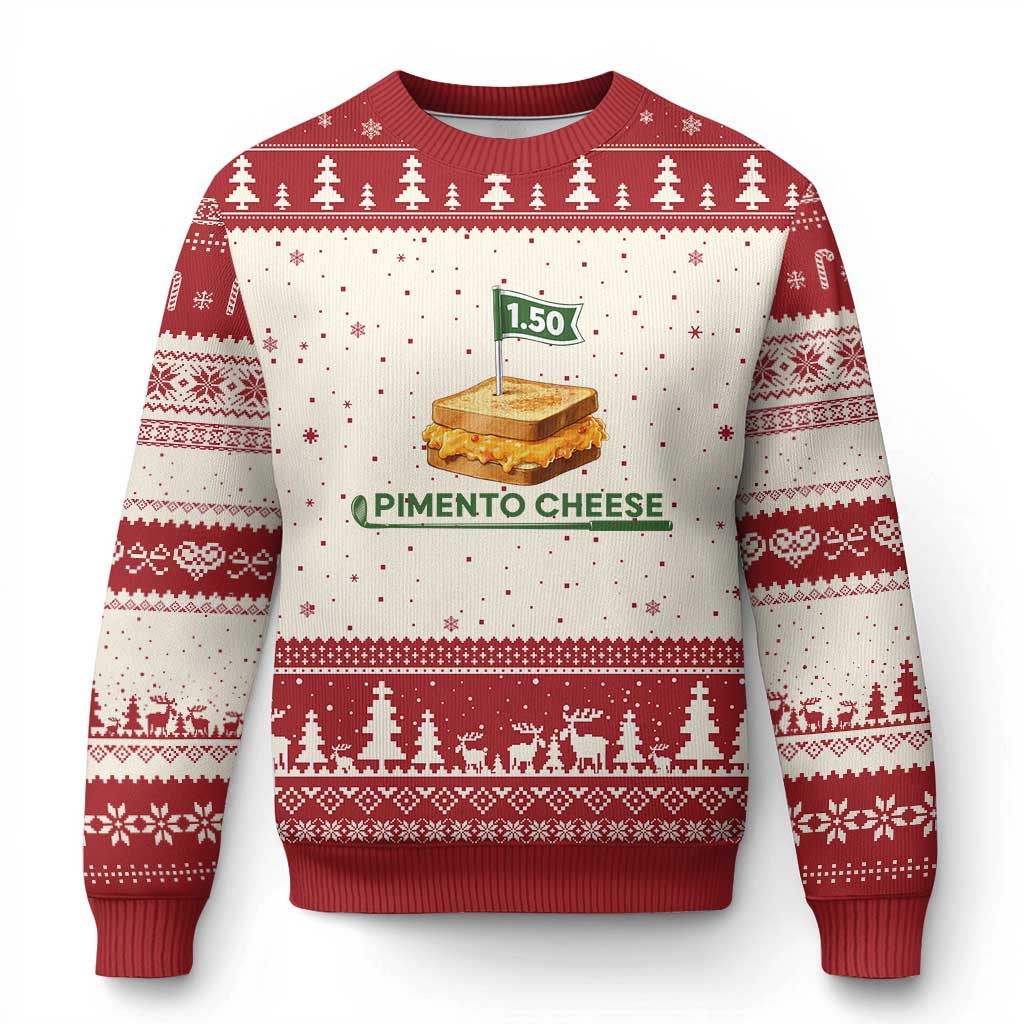 Legendary Pimento Cheese Sandwich Golf Snack Ugly Christmas Sweater Funny Georgia Southern Golfing Traditions Fan Humor TS02 Beige Red Print Your Wear