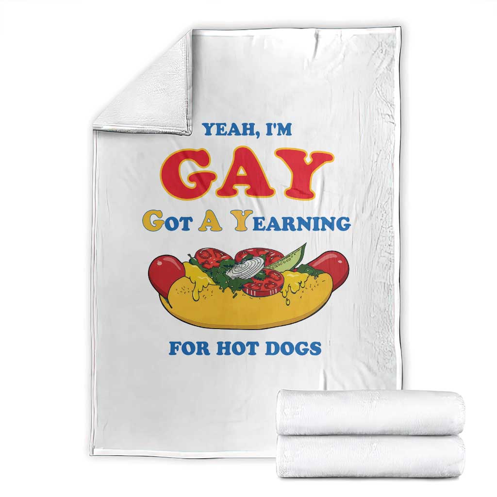 Yeah I’m GAY Got A Yearning For Hot Dogs Throw Blanket Funny Foodie Humor Retro Graphic TS02 White Print Your Wear